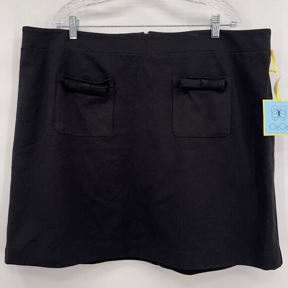 CECE Plus Women's Bow Pocket Short Rich Black Skirt 22W NWT - Picture 2 of 10